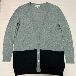 White + Warren Bi-Color Cashmere Cardigan